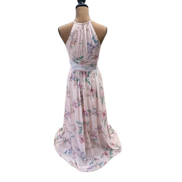 Monique Lhuillier “Daniela” Floral Sleeveless Maxi Gown in Pink – Size 14 - Picture 5 of 11